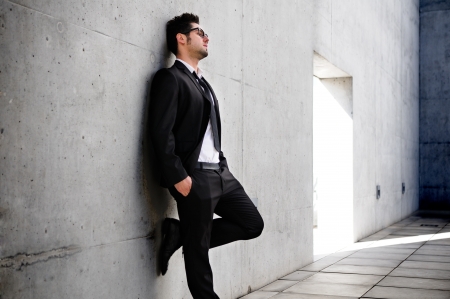 Portrait of an businessman concerned about crisisの写真素材