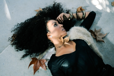 Portrait of a young black woman in the park