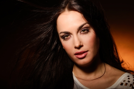 Portrait of attractive girl with fantasy lips  Make up  Perfect skin の写真素材