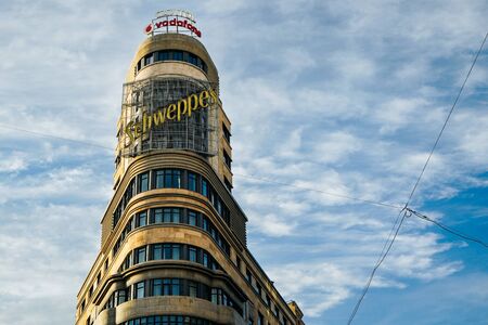MADRID, SPAIN, 26TH DECEMBER, 2019: Famous Scheweppes building in Gran Via in Callao Square.の写真素材
