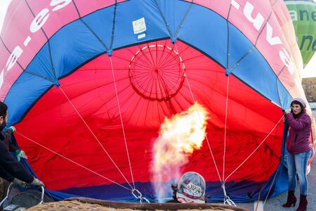 GUADIX, GRANADA, SPAIN. FEBRUARY 1ST. Captive balloons in Aeroestacion Festival.のeditorial素材