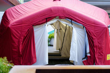 GRANADA SPAIN 23RD APRIL 2020 Temporary disinfection tent.