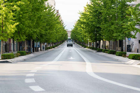 GRANADA, SPAIN, 23RD APRIL, 2020 View of the Gran Via street empty of peopleのeditorial素材