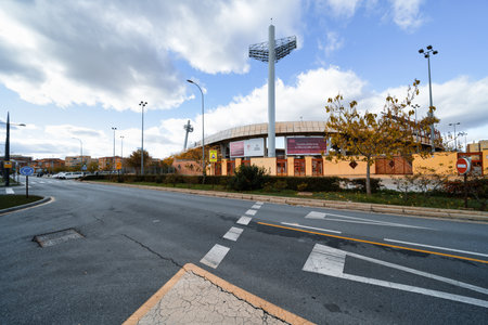 GRANADA, ANDALUSIA, SPAIN. 5 DECEMBER 2020. Nuevo los Carmenes stadium of Granada Club de Futbol on a cloudy dayのeditorial素材