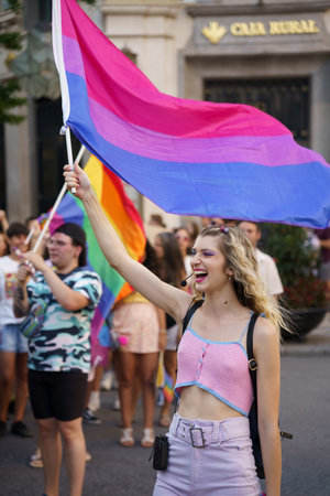 Granada, Spain. June 26, 2023. Many people claiming their rights at LGBTQ Pride demonstrationのeditorial素材