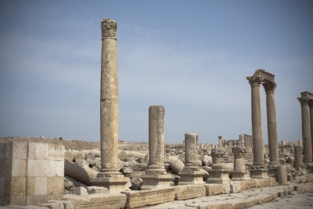 Roman ruines in the city of Jarash in Jordanの写真素材