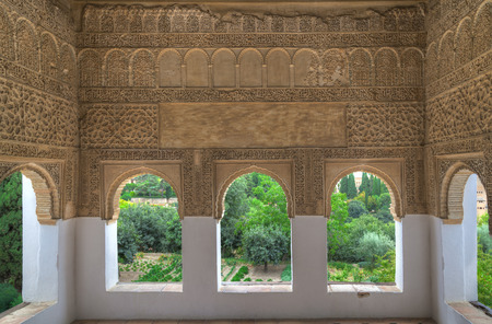 Arab windows in the Alhambra of Granada, Spainのeditorial素材