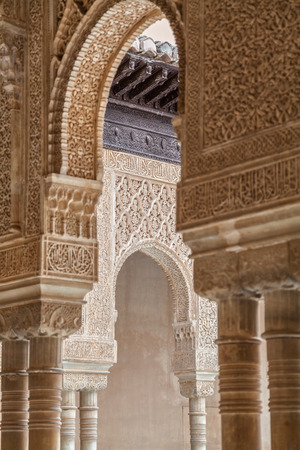 Polychromed stucco arch in the Alhambra of Granada, Spainのeditorial素材
