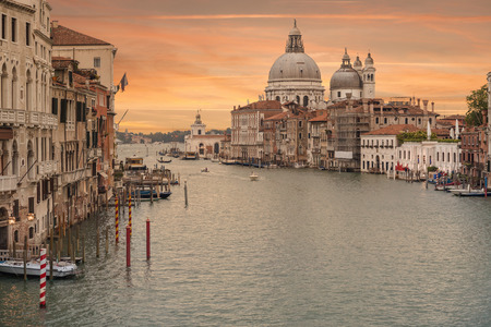 Venice from Ponte dell'Accademia in the afternoon with the Basilica di Santa Maria della Salute in backgroundのeditorial素材