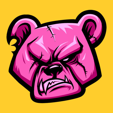 bear head with eye and scarのイラスト素材