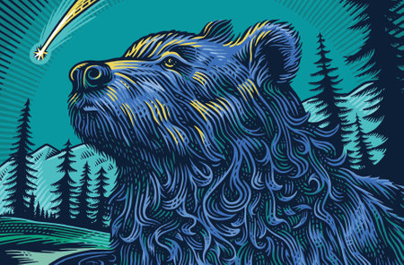 bear made with stripes of many different colorsのイラスト素材