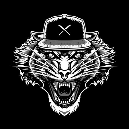tiger head with baseball capのイラスト素材