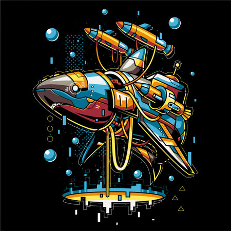 fish with many robotic partsのイラスト素材