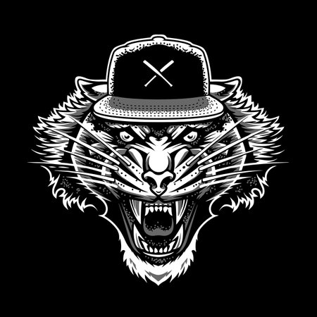 tiger head with baseball capのイラスト素材