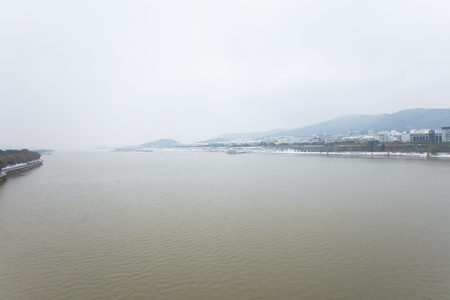 Snow scene at Xiangjiang Orange Islandのeditorial素材