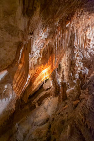 stalagmites and stalactites in the Drach Caves in Palma de Mallorca, Balearic Islands, Spain...