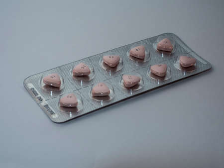 Pack of pills on white backgroundの写真素材