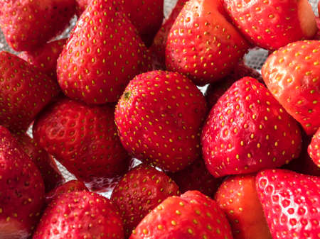 Close-up of strawberries, can be used as texture or backgroundの写真素材