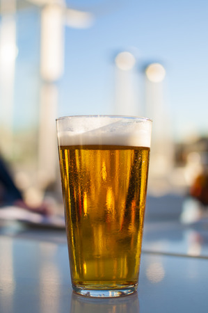 Glass of Beer on the Terraceの写真素材