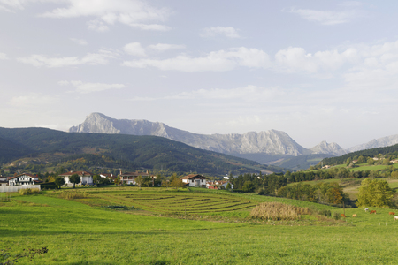 Elorrio town and Anboto mountain, Biscay, Basque Country, Spain. Urkiola national park.の写真素材