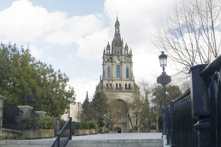 Church of Begona (BasÃÂlica de BegoÃÂ ± a) in Bilbao, Basque Country, Spain. In a sunny day.の写真素材
