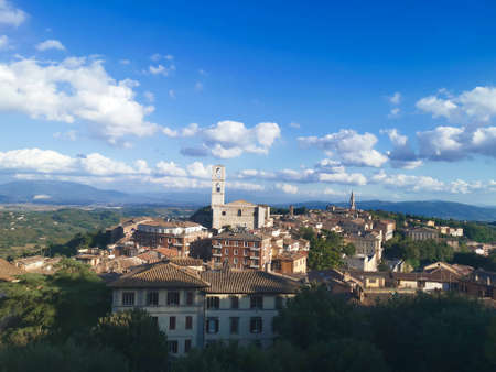 Tree view and Italian architectureの写真素材