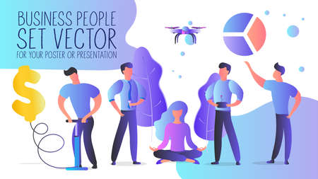 Set of businessmen for banners and presentations. Vector.のイラスト素材