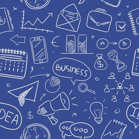 A seamless pattern with business doodles.のイラスト素材