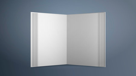 Realistic white blank book. Vector. Open book with empty sheets on a gray background. Good for advertising books.のイラスト素材