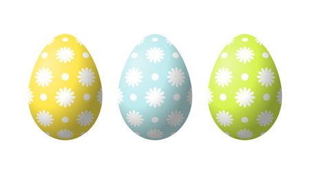 Vector realistic easter eggs isolated on white background.のイラスト素材