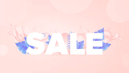 Pink stylish banner sale. Poster to illustrate discounts, promotions and sales. Vector illustration.のイラスト素材