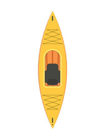 Yellow single seater kayak in flat style. Isolated. Vector.のイラスト素材