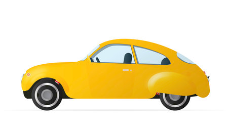 Vector yellow car in the old style. Realistic yellow car isolated on a white background.のイラスト素材
