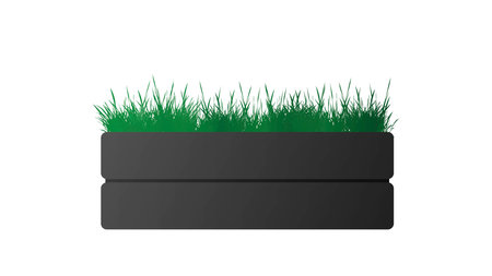 Black flowerbed with with green grass isolated on a white background. A windshield illustration.のイラスト素材