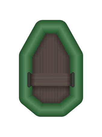 Inflatable green boat top view. For kayaking and rowing design. Vector illustration isolated on white background. Realistic style.のイラスト素材