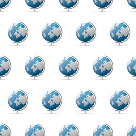 Flat globe seamless pattern. Seal for Earth Day. Vector illustration with the meaning of save the planet. Ideal for wallpaper, wrapping paper, cards, posters, booklets, design.のイラスト素材