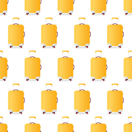 Seamless pattern yellow suitcase for tourism. Vector illustration.のイラスト素材