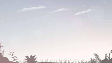 Background for text. Sunset. Nature, grass, clouds. Place for your text. Vector.のイラスト素材