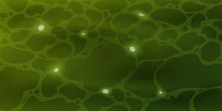 Green water surface with sunlight reflection and ripples on the background surface. Sparkling sunlight shines underwater in a clear river, seaのイラスト素材