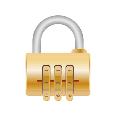 Padlock with code. Padlock for doors, safes and suitcases. Flat style. Vector.のイラスト素材