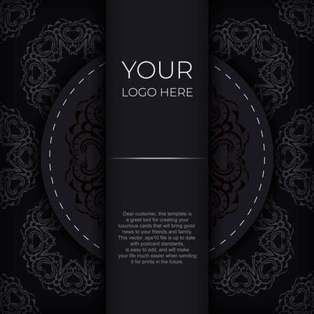 Black luxury invitation card design with silver vintage ornament. Can be used as background and wallpaper. Elegant and classic vector elements are great for decoration.のイラスト素材
