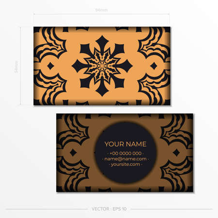 Business cards template. Vintage decorative elements. Decorative floral business cards, oriental pattern, illustration.のイラスト素材