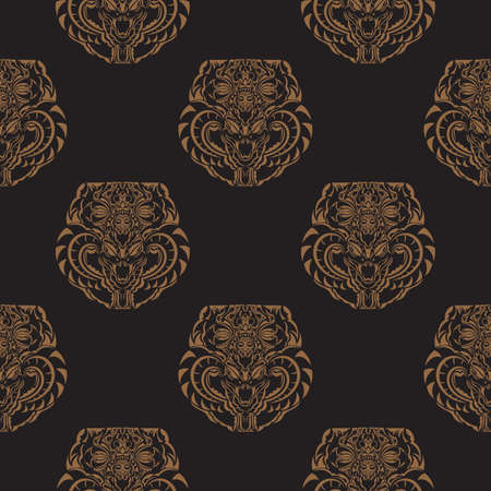 Dark seamless pattern with snake head. Vector illustration.のイラスト素材