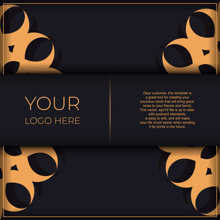 Dark invitation card design with vintage Indian ornament. Can be used as background and wallpaper. Elegant and classic vector elements ready for print and typography.のイラスト素材