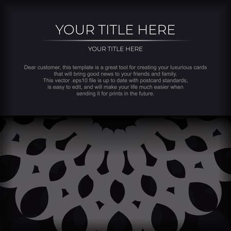 Dark invitation card design with abstract silvery ornament. Elegant and classic vector elements ready for print and typography.のイラスト素材