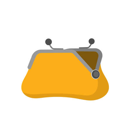 Yellow wallet. Old wallet in a flat style. Isolated, vector.のイラスト素材