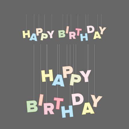 Happy birthday letters on a string. Good for postcards. Vector flat style.のイラスト素材