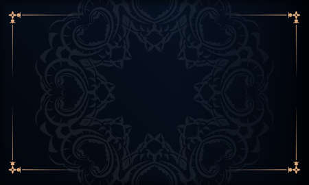Dark Blue with luxurious vintage ornaments and space for text.の写真素材
