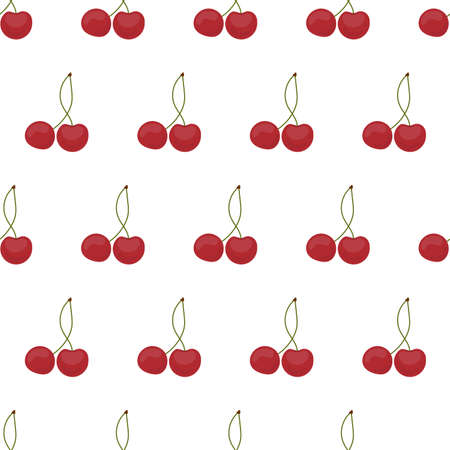Seamless pattern with cherries. Cherry on a white background. Vector.