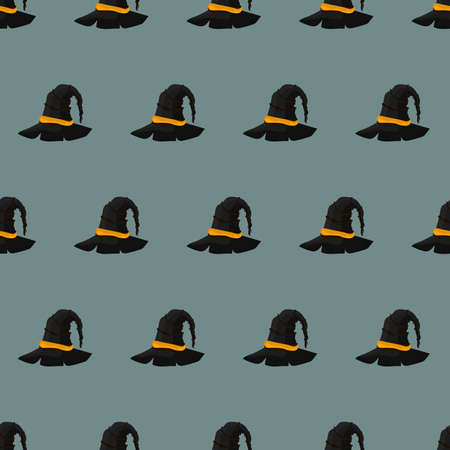 Halloween seamless pattern with witch hat. Endless background. Vector.のイラスト素材